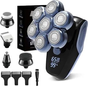 Electric Razor 7D Rotary Head Shavers for Bald Men Waterproof Mens Grooming Kits - Picture 1 of 7
