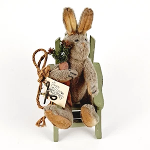 Vintage Dee Stratman Original handgefertigter Gelenkstuhl Hase Kaninchen Adirondack Neu mit Etikett - Bild 1 von 7