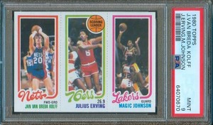 1980-81 Topps J.BREDA KOLFF/J.ERVING/MAGIC JOHNSON Rookie Card PSA 9 Centered!!