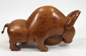 Toro di bufalo in legno intagliato artigianale bisonte americano - Foto 1 di 12