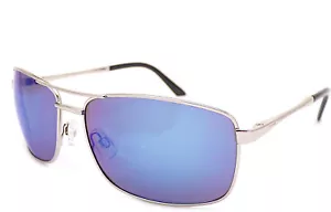 Occhiali Da Sole In Pietra Argento Cromo Con Lenti Blu Specchiate CAT.3 ST602 - Foto 1 di 4