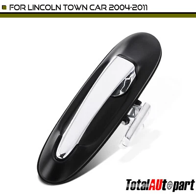 Black and Chrome Outside Door Handle for Lincoln Town Car 04-11 Rear Passenger - Imagem 1 de 4