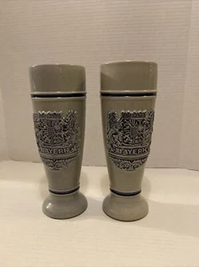 2 PC BAYERN CRESTED CERAMIC STEIN  .5L Germany Gerzit Blue Grey 9" - Picture 1 of 4
