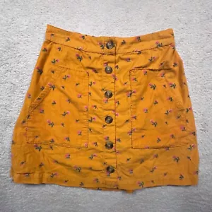 American Eagle Corduroy Skirt Floral Print Button Front Pockets Women's Small - Picture 1 of 8
