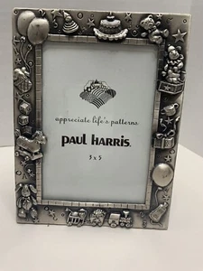 Paul Harris Pewter Birthday Themed Free Standing Photo Frame 3 x 5” - Picture 1 of 10