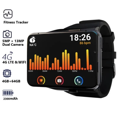 4G WIFI Smart Watch Men 2.88" Touchscreen Wristwatch Camera Unlocked Video Call - Image 1 of 4