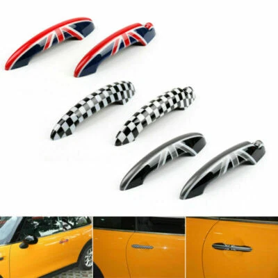 Union Jack UK Flag Checkered Door Handle Cover Fits Mini Cooper R50 R52 R53 U4 Foto 1 de 4