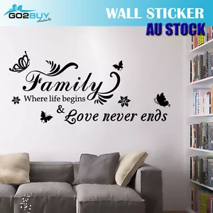 Wall Stickers Removable Family Love Never ends Living Room Decal Art Decor - Picture 1 of 9