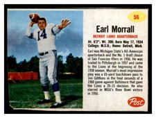 1962 Post Cereal Football Earl Morrall #56    Nice Vintage *FAST SHIP*