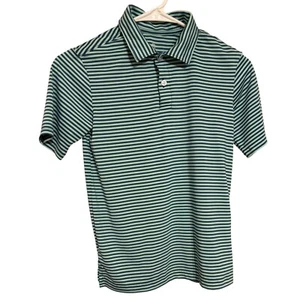 Class Club Stripe Polo Shirt Short Sleeve Casual Top Green Blue Size 10 / 12 EUC - Picture 1 of 8