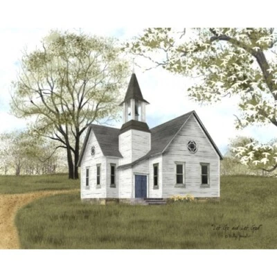 Billy Jacobs Canvas Print  LET GO AND LET GOD CHURCH  8"x10"  Rustic Country - Image 1 of 2