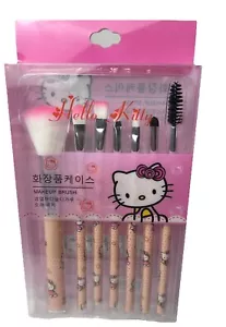 Juego de 7 brochas de maquillaje Hello Kitty rosa Sanrio brochas de dibujos animados regalo nuevo en caja - Imagen 1 de 4