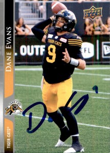 Dane Evans Signed 2021 Upper Deck CFL Football card Hamilton Tiger-Cats