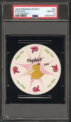 Psyduck Pokemon Card Rummy Playing Card Poker 7 Hearts 1999 WOTC Nintendo PSA 10 - Image 1 of 3