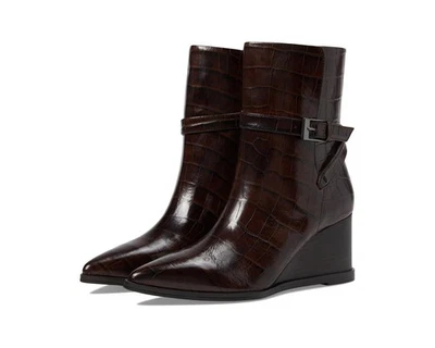Botines de cuña Franco Sarto para mujer de cuero de cocodrilo marrón A-Emina punta Foto 1 de 4
