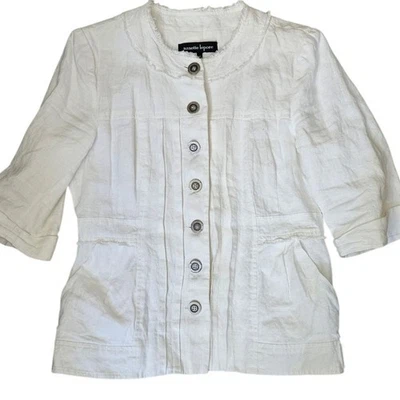 Nanette Lepore Women White Cotton Jacket Size 12 Foto 1 de 4