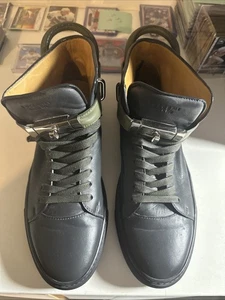 Buscemi Herren 100MM Anthrazit/Oliv/Schwarz Leder High Top Sneaker US 11 EU 44 - Bild 1 von 8