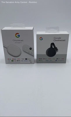 Google Chromecast Negro Blanco HD Digital Con Google TV En Caja Lote De 2 Foto 1 de 4