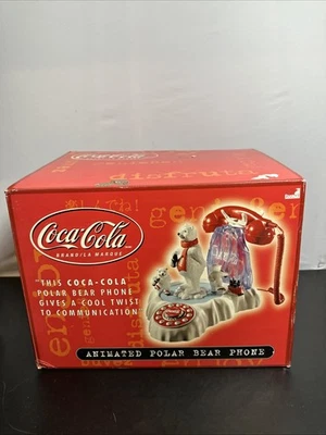 Vintage Coca Cola Animated Polar Bear Ice Skating Telephone - Brand New In Box - Image 1 of 4