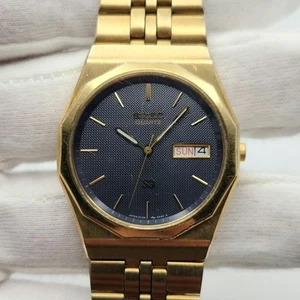 Seiko SQ Men's Vintage Day/Date Gold Tone Quartz Watch 5Y23-6A39 - Picture 1 of 14