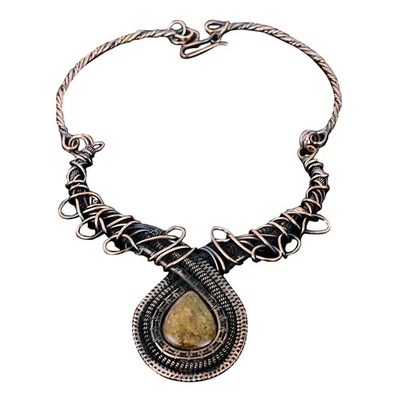 Venta de Halloween Cobre Bronzita Piedra Cumpleaños Cadena Retorcida Collar Artesanal Foto 1 de 4