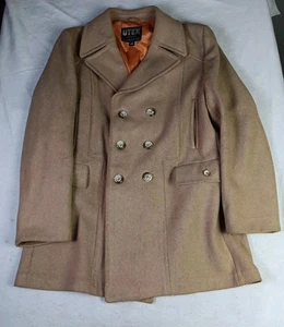 Vintage UTEX Zweireiher Mantel Herren 46 Wollmischung Top Coat Hellbraun Made In Canada - Bild 1 von 17