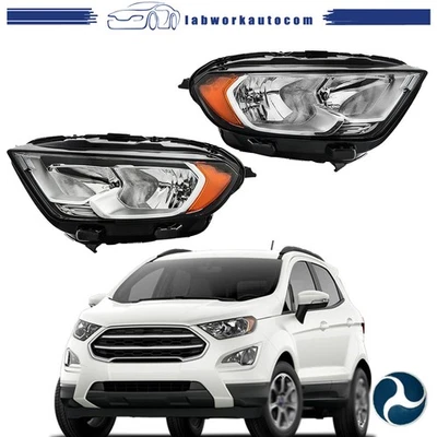 Black Left+Right For Ford EcoSport 2018-2021 22 Halogen Non Projector Headlight Foto 1 de 4