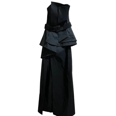 Nuevo con etiquetas Vestido Jessica McClintock Plisado Abertura Alta Negro con Hebilla de Estrás Talla 4  Foto 1 de 4