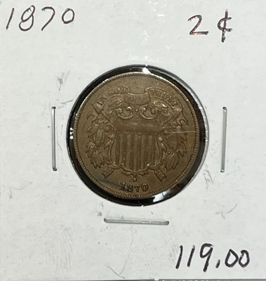 1870 Two Cent Piece - Looks XF - Image 1 of 2