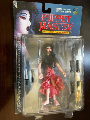 LEECH WOMAN PUPPET MASTER ACTION FIGURE FULL MOON TOYS 1998 PINK DRESS In Box Cover