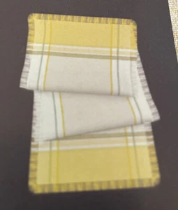 Threshold Target Table Runner Fringe 14x72” Yellow Green Plaid New - Picture 1 of 3