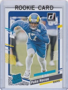 PUKA NACUA ROOKIE CARD Los Angeles Rams BYU Football 2023 DONRUSS RATED RC! - Picture 1 of 2
