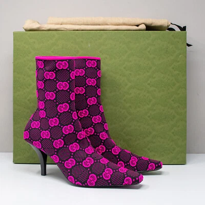 Gucci Technical Jersey Tejido GG Neón Fucsia Calcetín Botas, Talla 38 EU (8 US) Foto 1 de 4
