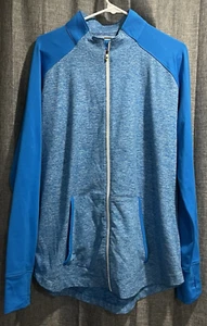 FootJoy FJ Zip up Jacket Women's XL Long Sleeve Thumb Holes Blue/Heather Blue - Picture 1 of 5