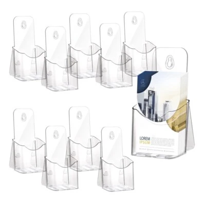 "Paquete de 10 soportes para folletos de acrílico 4 X 7,9"" soporte de exhibición de volantes de plástico transparente" Foto 1 de 4