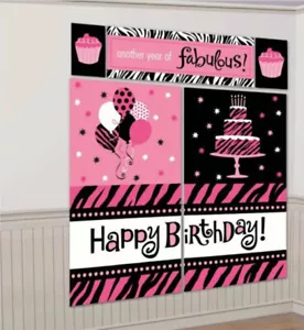 ANOTHER YEAR OF FABULOUS Scene Setter BIRTHDAY party wall Backdrop Animal Prints - Picture 1 of 1