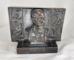 Antique Pompeian Bronze Single Bookend - "CHARLES DICKENS" Dickens - Picture 1 of 11