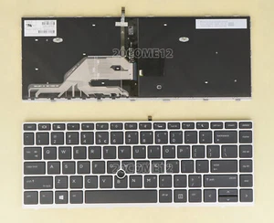 New for HP ProBook 640 G4 645 G4 Keyboard Backlit pointer Silver Frame US - Picture 1 of 3