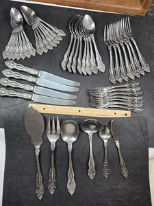 Lifetime Flatware Stainless Silverware CROWN ROYALE Lot of 46 Pcs Incl Serve Set - Picture 1 of 8