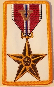 BRONZE STERN Medaille bestickt aufbügeln Aufnäher US ARMEE Emblem mit V-Wert - Bild 1 von 1