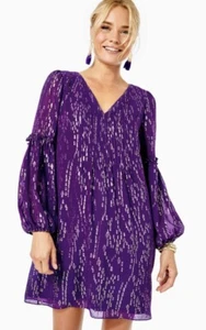 Lilly Pulitzer NWT Cleme Silk Dress Purple Berry Chiffon $268 Size 0,4,6,8,12 - Picture 1 of 24