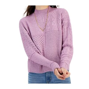 Hippie Rose Juniors' Mock-Neck Mixed-Stitch Sweater - Lilac Moon LARGE NWT - Picture 1 of 1