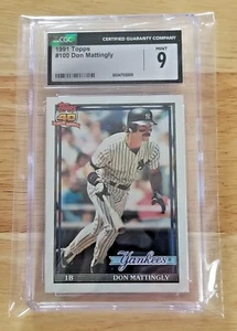 1991 Topps Baseball Card - Don Mattingly #100 - CGC Grade 9 - Picture 1 of 2