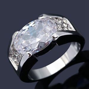 Size 10 Jewelry Wedding White Topaz 18K Gold Filled Engagement Rings For Men