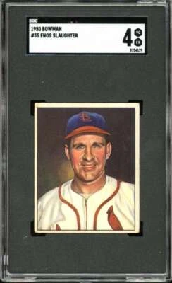 1950 Bowman #35 Enos Slaughter Cardinals HOF SGC 4 VG-EX - Image 1 of 2