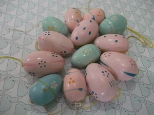 12  Vtg  Wooden EASTER EGG Ornaments~PINKS AND BLUES,1.5-2"  DECORATIONS  - Picture 1 of 4