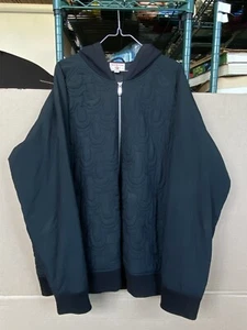 True Religion Men's Navy Blue Zip Up Quilted Hoodie Puffer Jacket Size 2XL - Picture 1 of 10