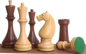 1935 Botvinnik Flohr-II Soviet Chess Pieces Only Set -Golden Rosewood- 4.4" King - Picture 1 of 7