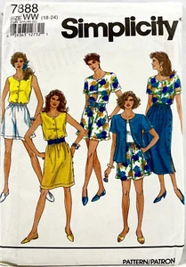 1992 Simplicity Schnittmuster 7888 Damen Rock Shorts Top Größe 18-24 Vintage 13192 - Bild 1 von 2
