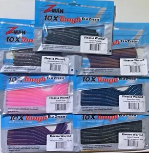 Z-Man Finesse WormZ 4 & 7 in Worm 8 & 10 pack Zman Bass Fixed Shipping - Picture 1 of 9